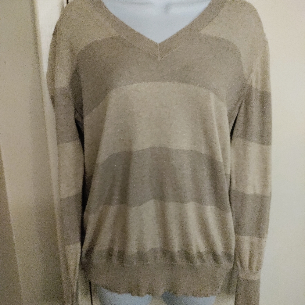 🔥GAP Gold Shimmer Striped Sweater Size S